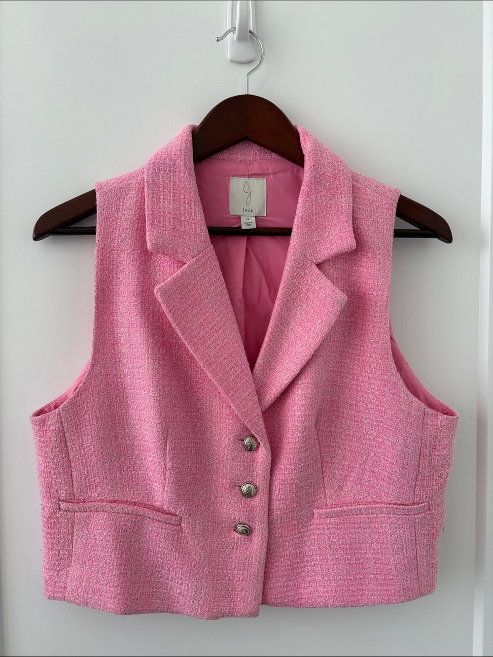 Joie Pastel Pink Tweed Sleeveless Blazer Vest- fits a size 4 (small size 12)